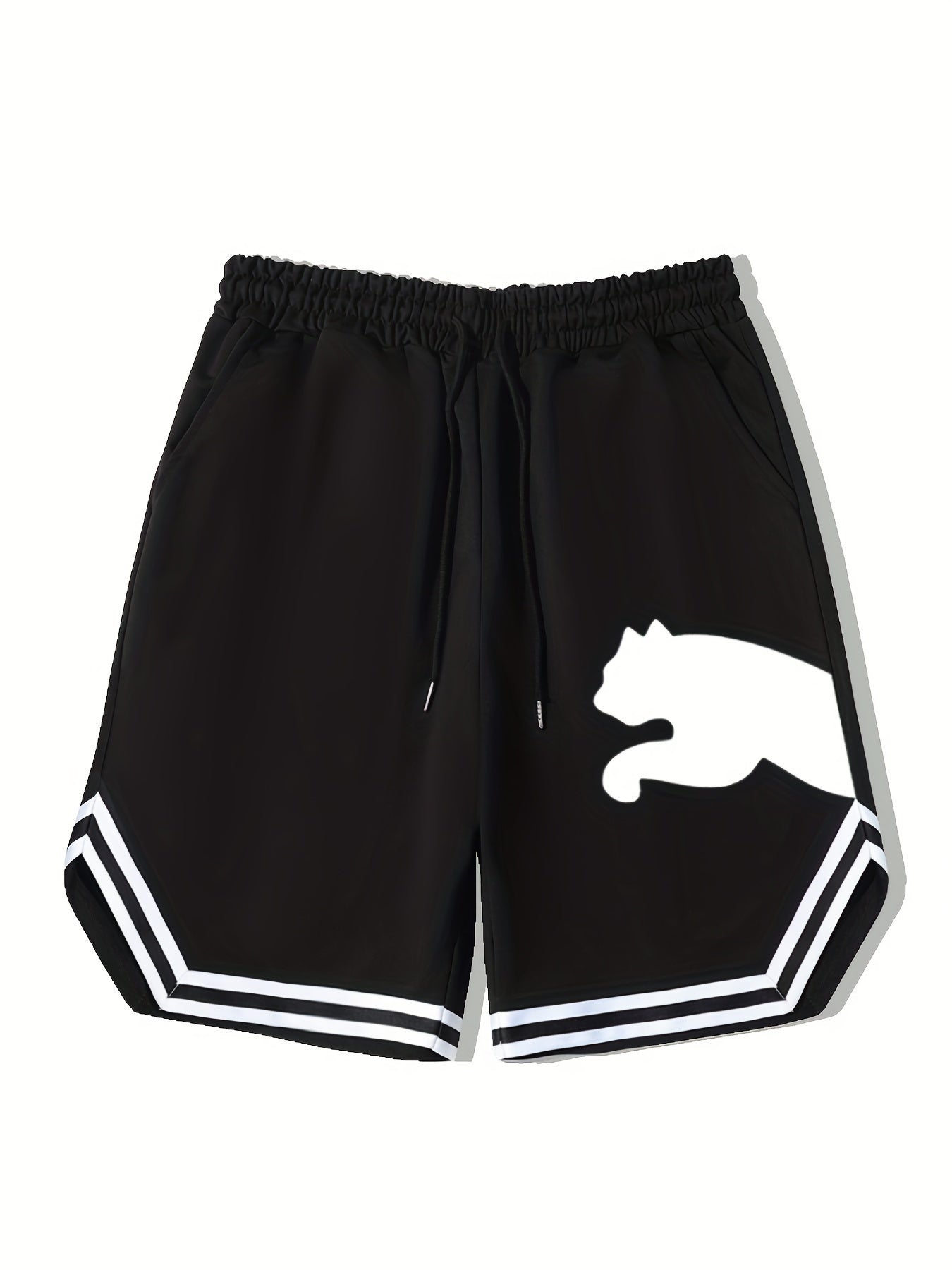 Animal Pattern Stretch Drawstring Shorts