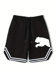 Animal Pattern Stretch Drawstring Shorts