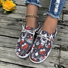 Christmas Print Low Top Walking Shoes Lightweight Non slip Casual Shoes