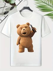 Men's Teddy Bear Pattern T shirt Active Tee