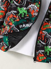 Dino Camo Windbreaker Jacket Hooded Zip Coat for Kids 4Y 7Y