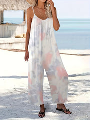 Tie Dye Round Neck Wide Leg Jumpsuit