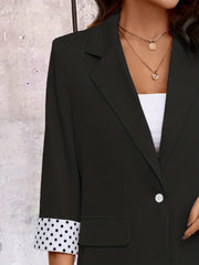 Polka Dot Print Roll Up Sleeve Blazer For Office
