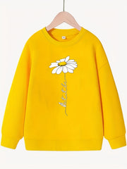Daisy Flower Pattern Sweatshirt for Girls Long Sleeve Pullover Kids Clothing