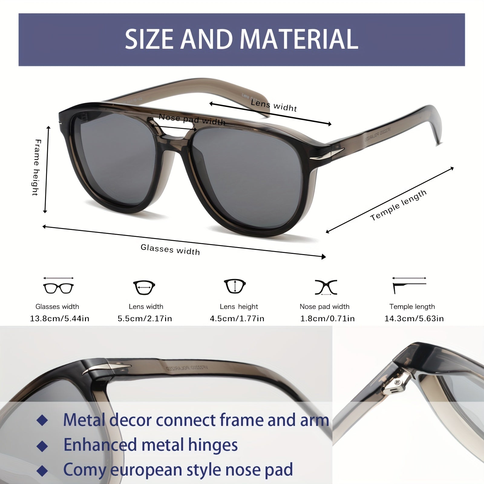 OUWEN Classic Polarized Aviator Sunglasses Vintage Sun Shade Glasses