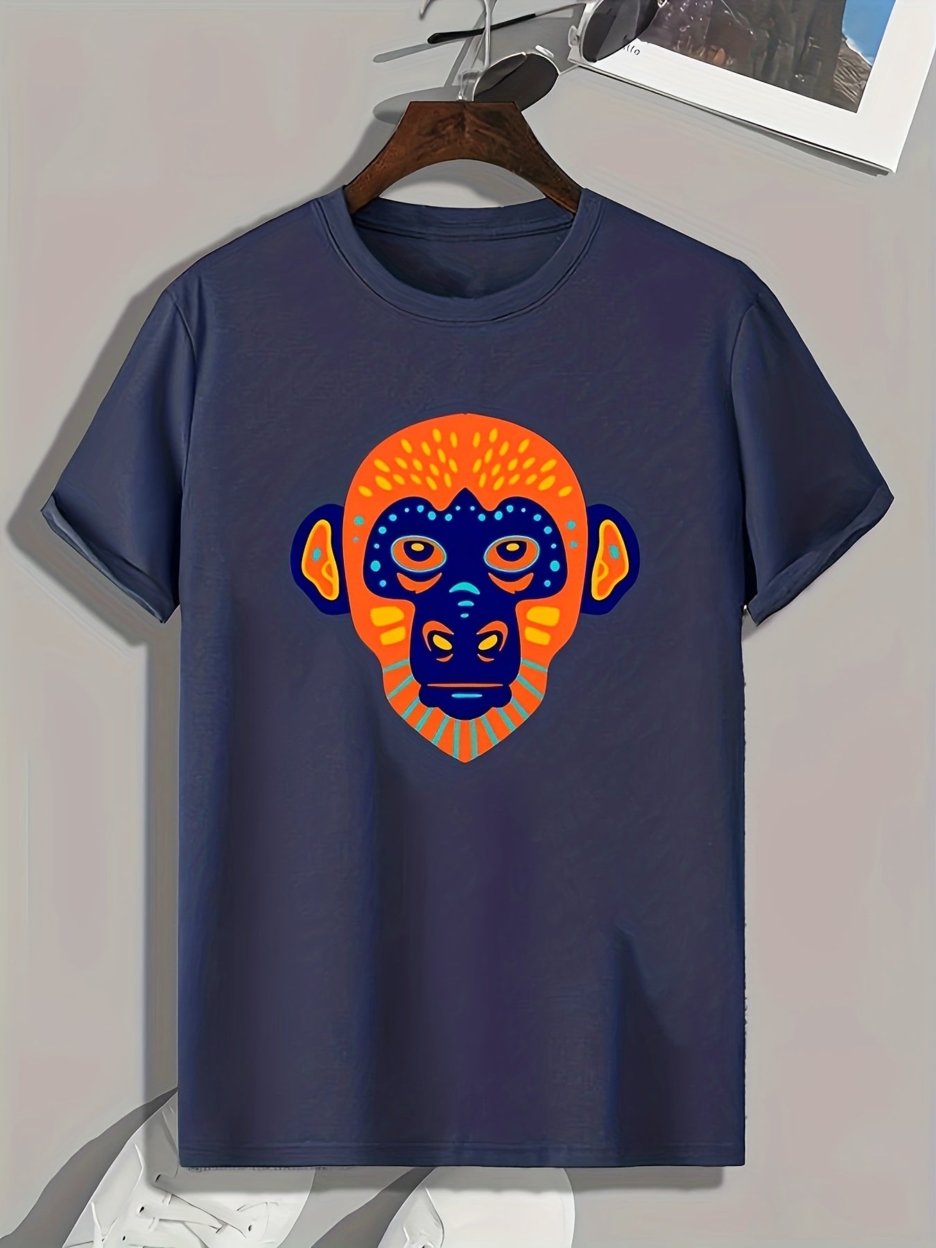 Chimpanzee Print Men's Graphic Tee for Summer