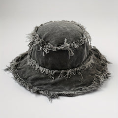 Vintage Denim Bucket Hat Wide Brim Sun Cap