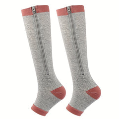 Zipper Athletic Stockings Mid Calf Sports Socks For Men And Women