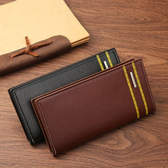 Men's Casual Litchi Embossed Long Wallet With Card Slots