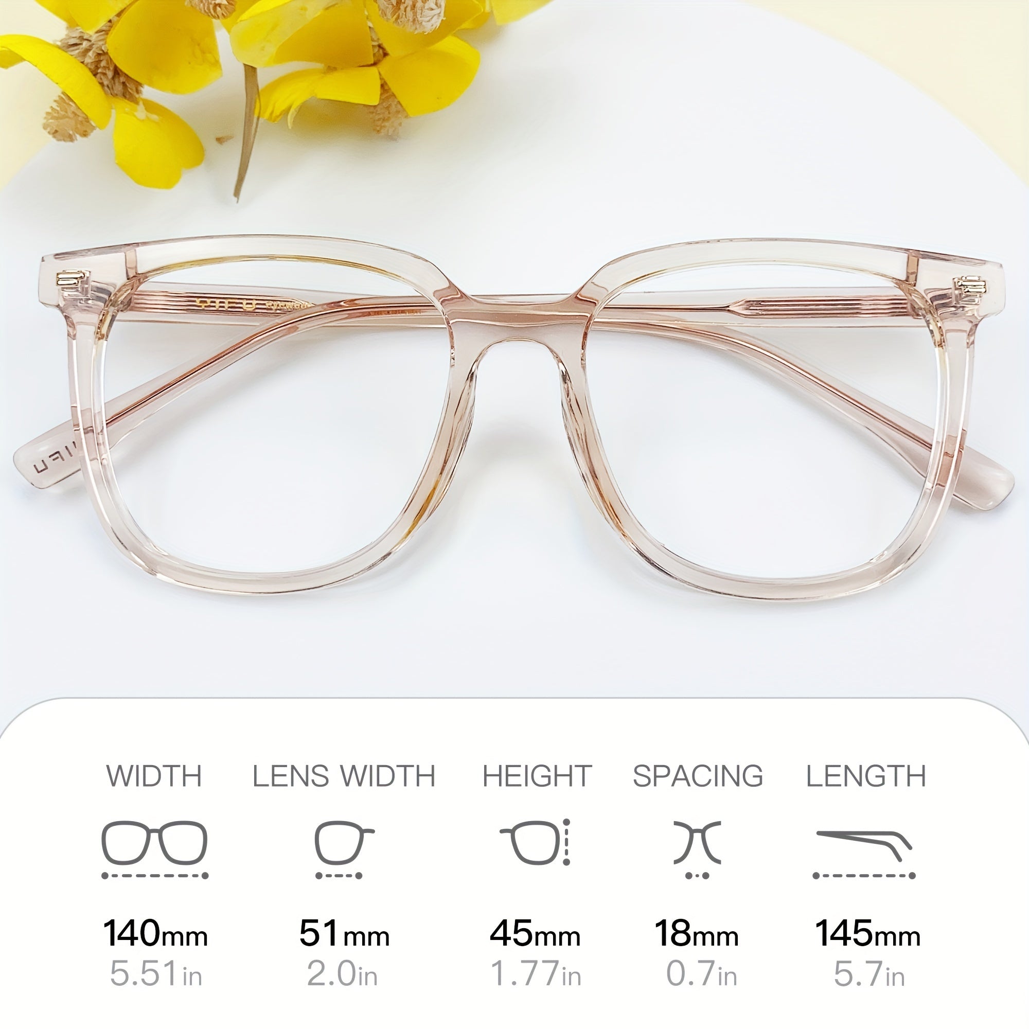 Oversized Square Frame Light-Blocking Glasses