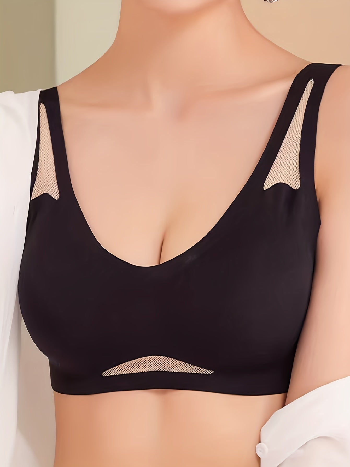 Mesh Wireless Bra Push Up Intimates Comfy Breathable Women's Lingerie