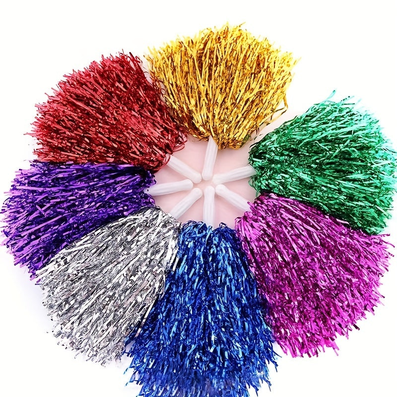 2pcs Cheerleading Pom Poms: Sparkle & Shine for Sports, Parties, and Dance Teams