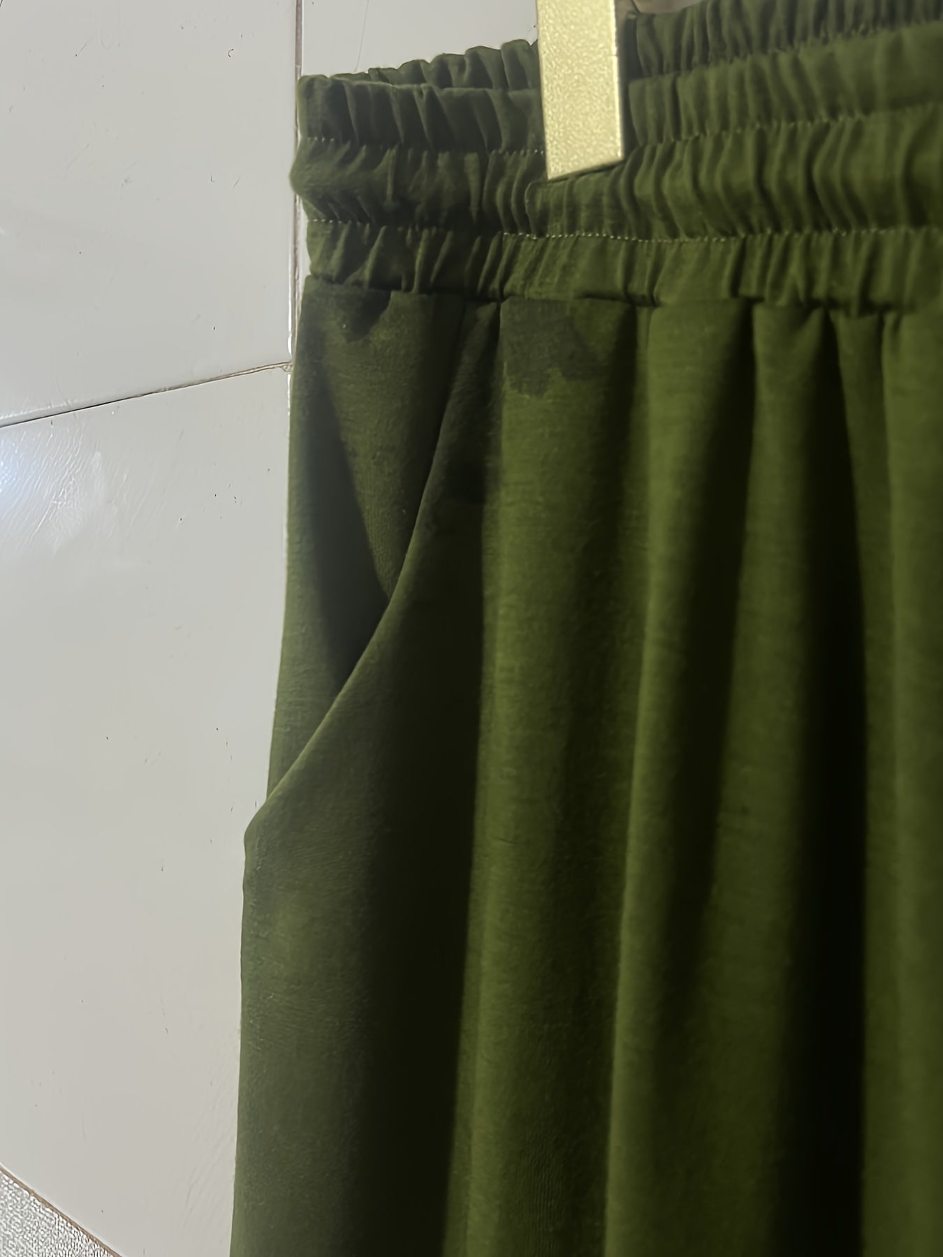 2 Piece Casual Outfit: Solid Top & Drawstring Pants Set