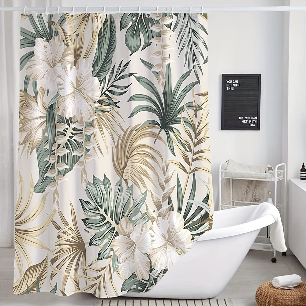 Tropical Leaves Plant Shower Curtain Fabric Shower Curtains For Bathroom