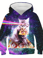 Girl's Pizza Cat 3D Print Hoodie Kids Spring Fall Coat