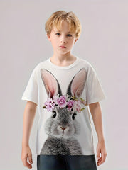 3D Bunny Graphic T shirt Girls Casual Short Sleeve Tees Summer Clothes