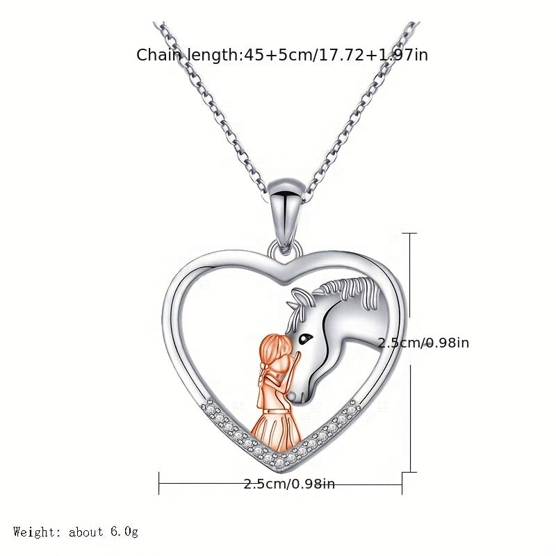 Heart Horse Pendant Necklace for Friends, Boys and Girls
