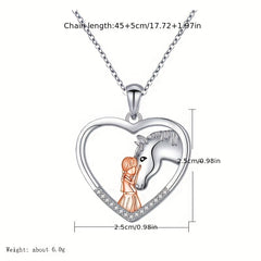 Heart Horse Pendant Necklace for Friends, Boys and Girls