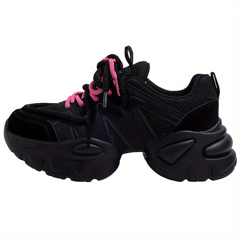 Chunky Sneakers Lace-up Non-Slip Dad Shoes Height Increased Casual Running Shoes