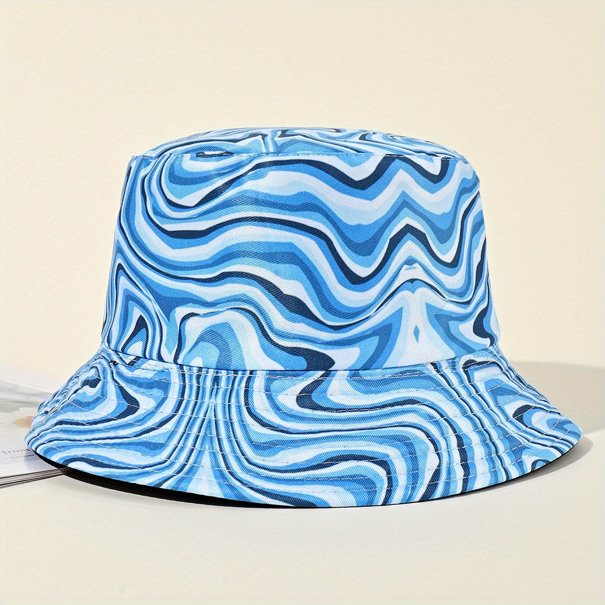 Stripe Print Bucket Hat Casual UV Protection Fisherman Cap