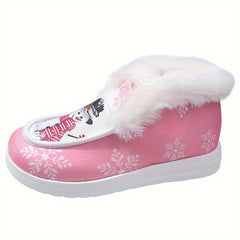 Christmas Snowflake Snowman Plush Furry Boat Shoes