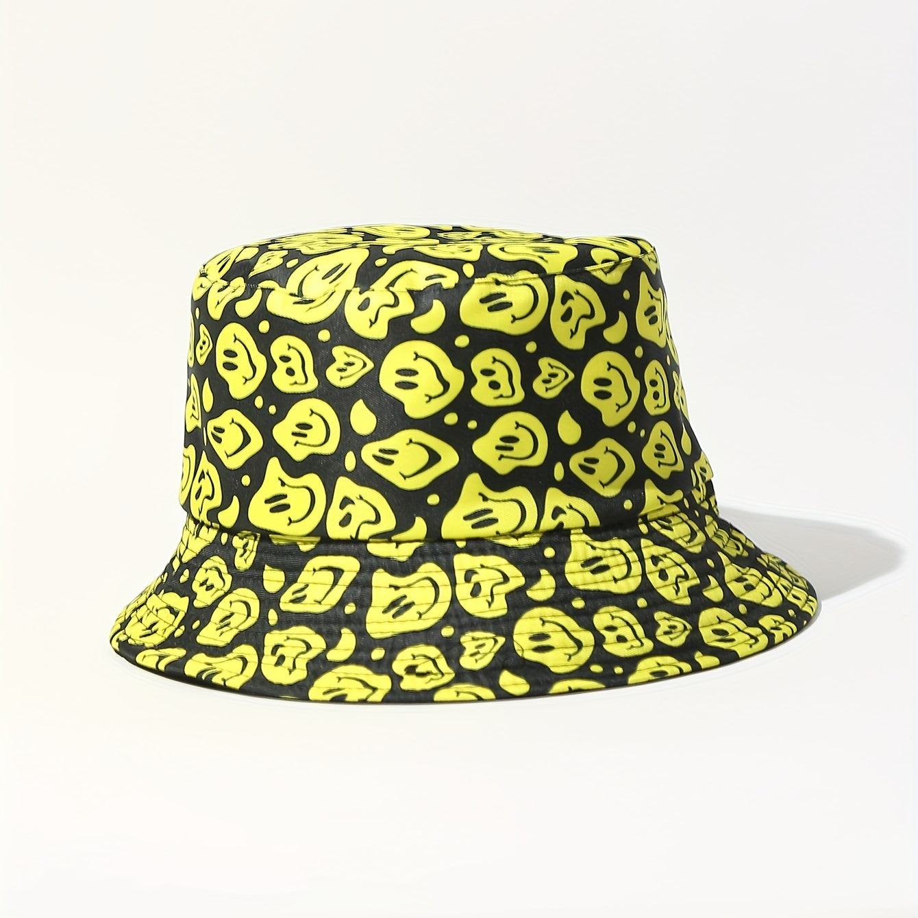 Yellow Face Full Print Bucket Hat Unisex Lightweight Sunscreen Cap