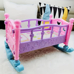 Heart Shaped Doll Toy Bed with Flower Patterns - Princess Playhouse Accessory