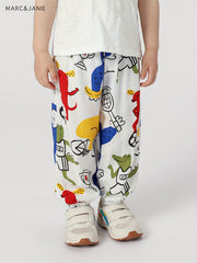 Girls Cartoon Elastic Cropped Pants Kids Summer Breathable Baggy Pants