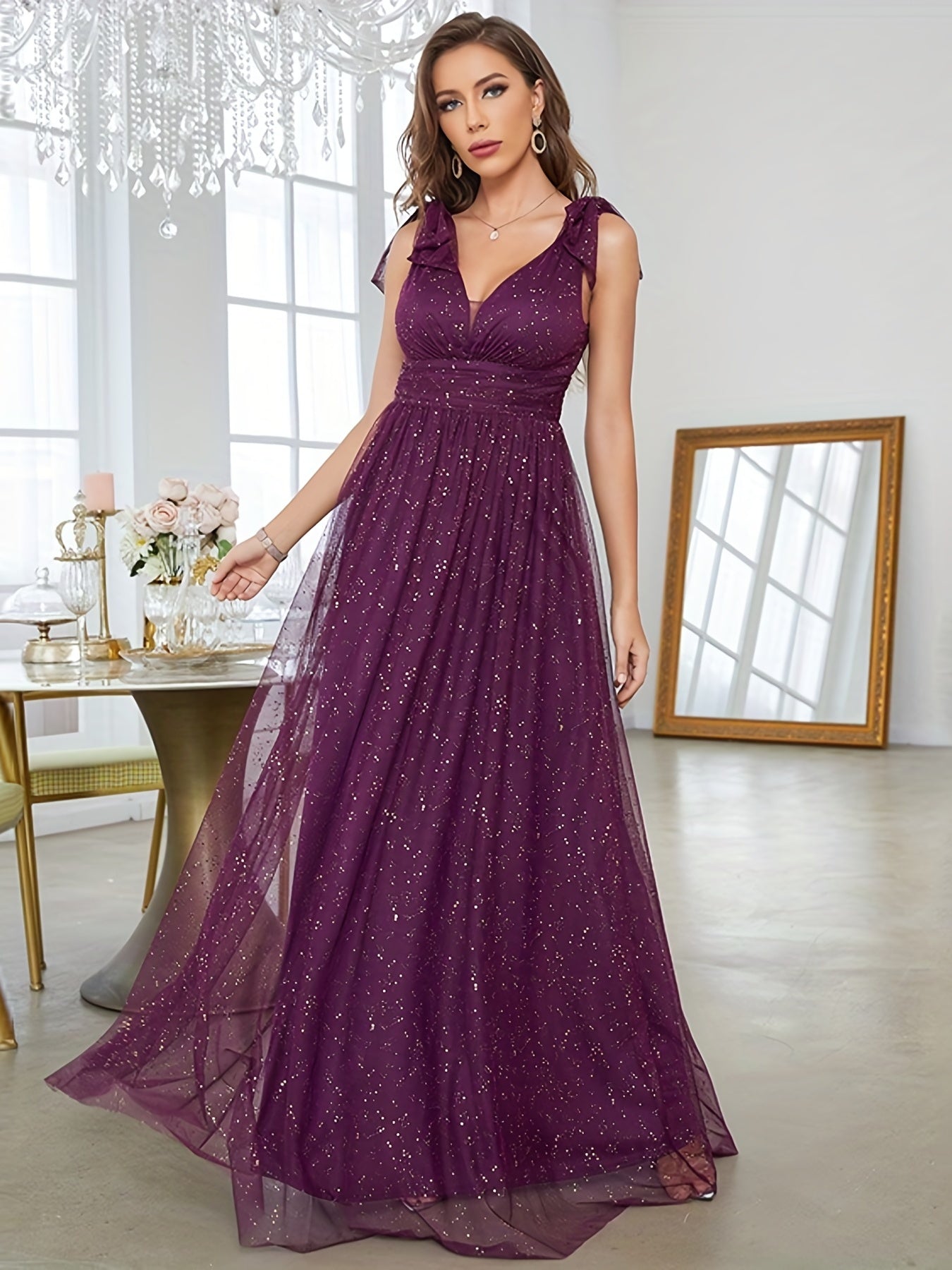 Ruched Waist Bow Strap Bridesmaid Dress Dress For Wedding Party