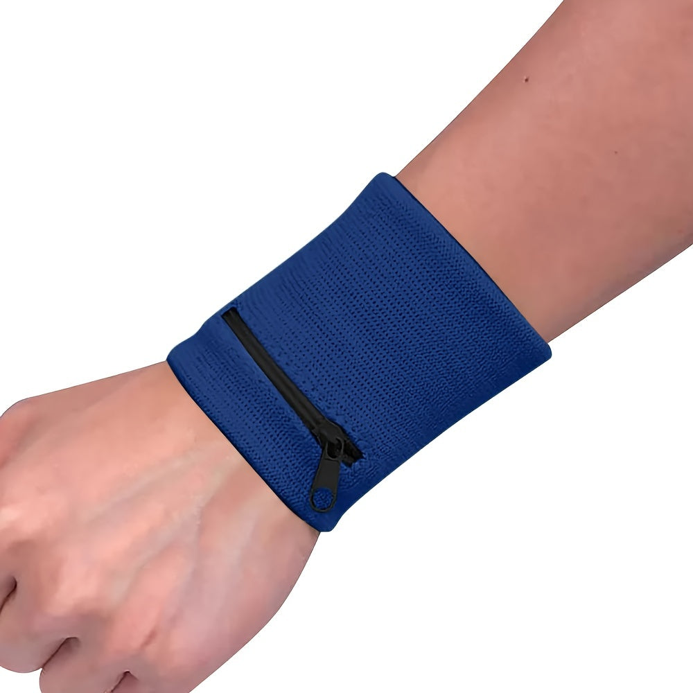 Cotton Wrist Wallet Zipper Sweatbands Men Women