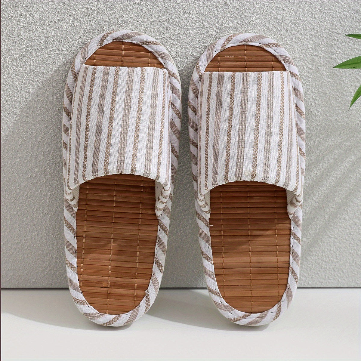 Striped House Slippers Men Cozy Indoor Shoes Anti-Skid Fall Spring