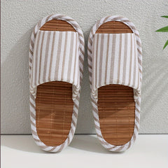 Striped House Slippers Men Cozy Indoor Shoes Anti-Skid Fall Spring