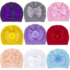Baby Turban Headwrap Soft Bow Knotted Hat for Newborn