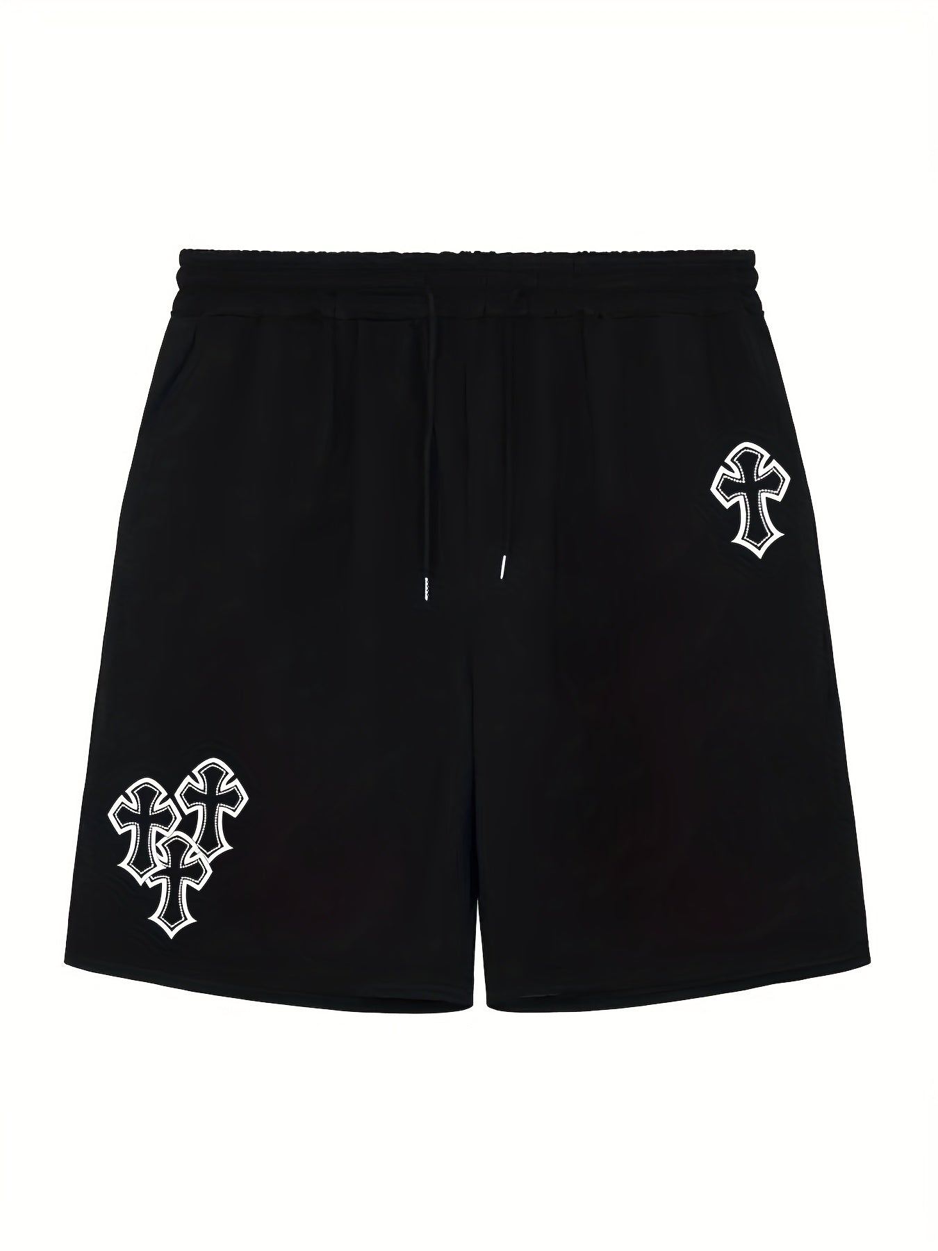Men's Cross Print Casual Shorts Elastic Waist Gym Short Pants Spring