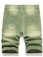 Men's Ripped Denim Shorts with Pockets for Summer