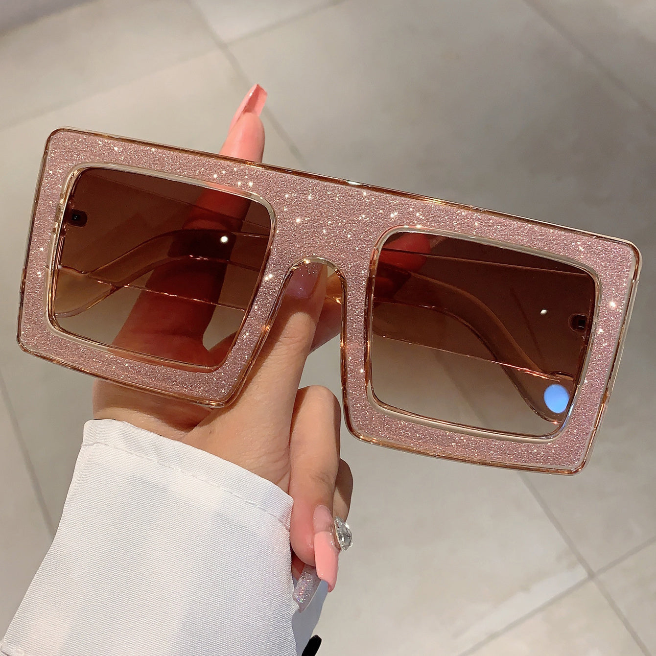 Sparkling Gradient UV400 Oversized Square Sunglasses for Party Beach Club