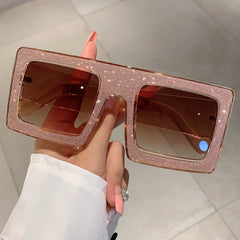 Sparkling Gradient UV400 Oversized Square Sunglasses for Party Beach Club
