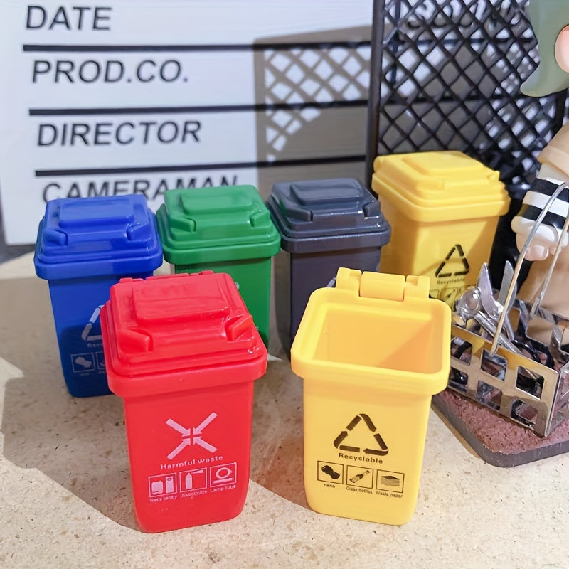 Dollhouse Mini Trash Can with Openable Lid - Cute Dollhouse Decoration