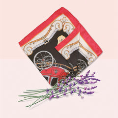 Vintage Carriage Print Bandana Shawl Satin Scarf Neckerchief Head Wrap