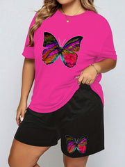 Butterfly Print Tee & Shorts Pajama Set