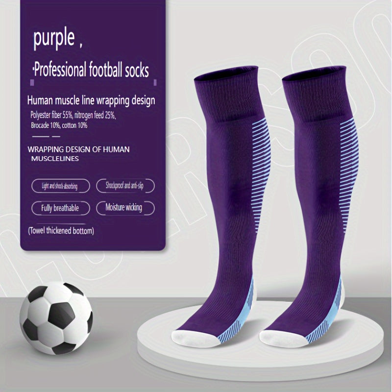 Men's Knee High Football Socks Thick Padded Anti Slip Soccer Socks