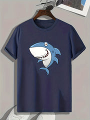 Shark Print Men's Graphic T-shirt for Summer