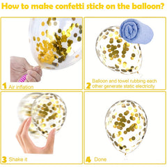 Green Golden Confetti Balloons 12 Inch with Ribbons