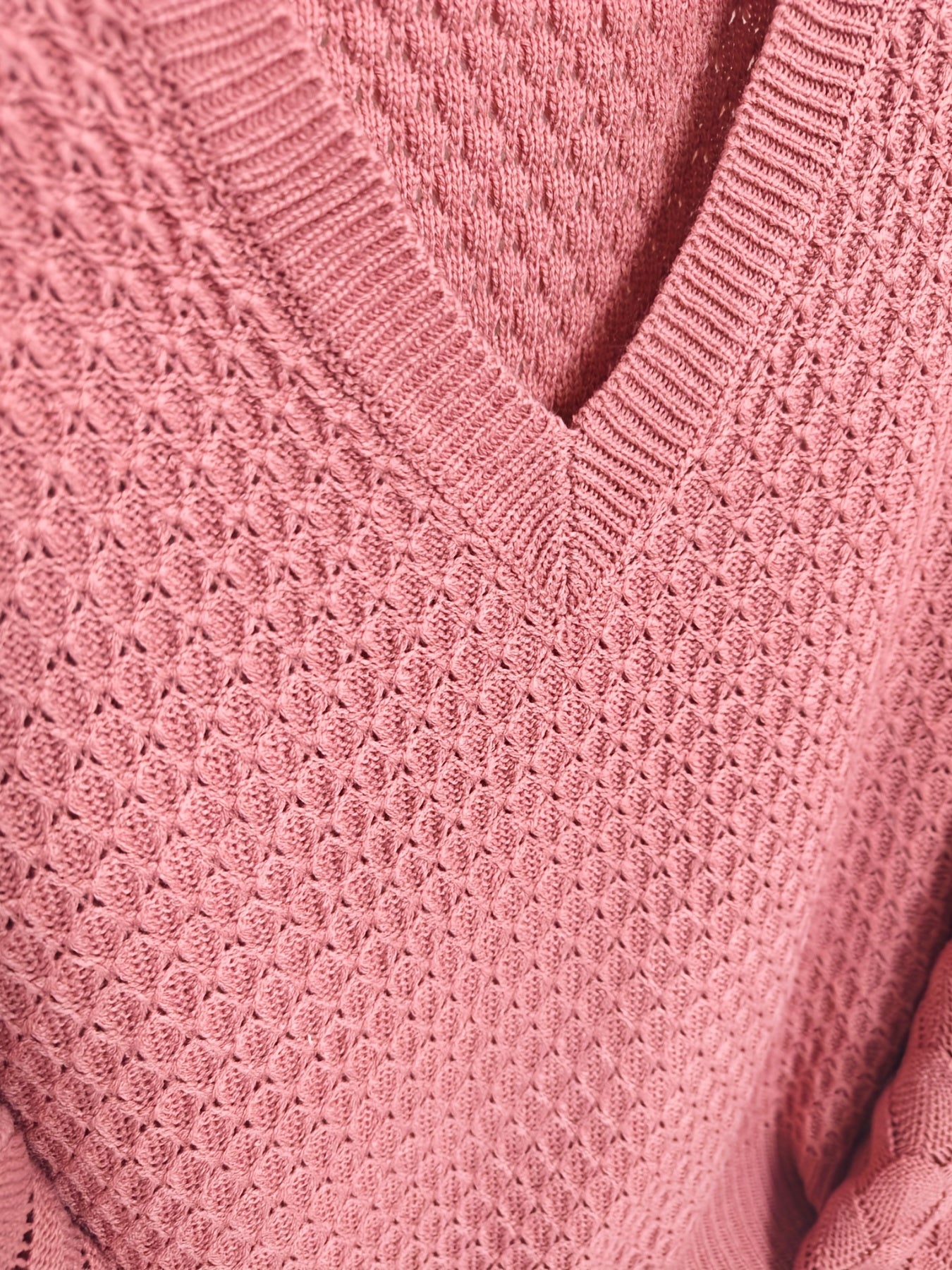 Lantern Sleeve Eyelet Embroidered V Neck Sweater