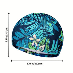 Breathable Swimming Cap Flowers Printed Long Hair Sport Pool Bathing Hat