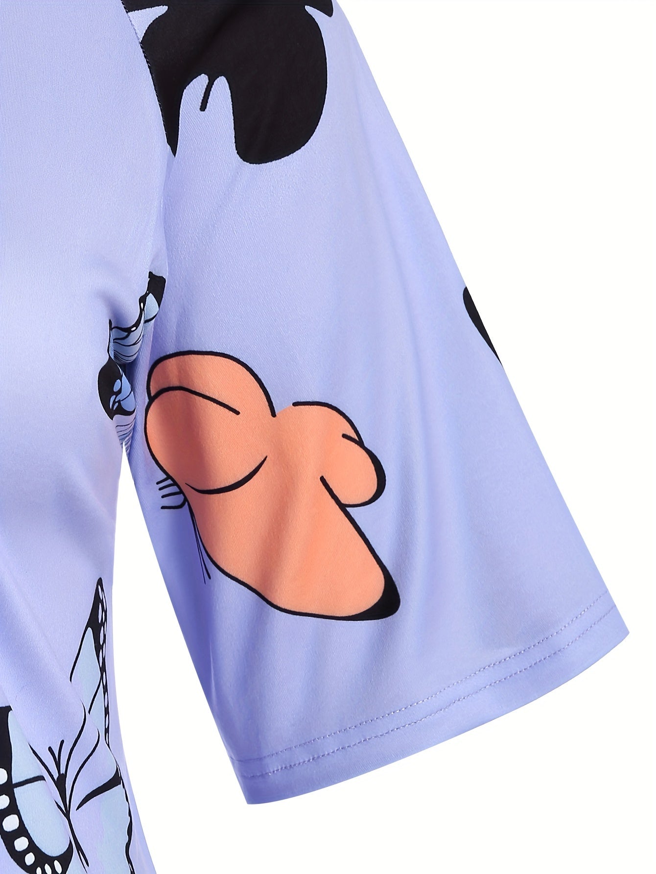 Butterfly Print Nightdress Short Sleeve Round Neck