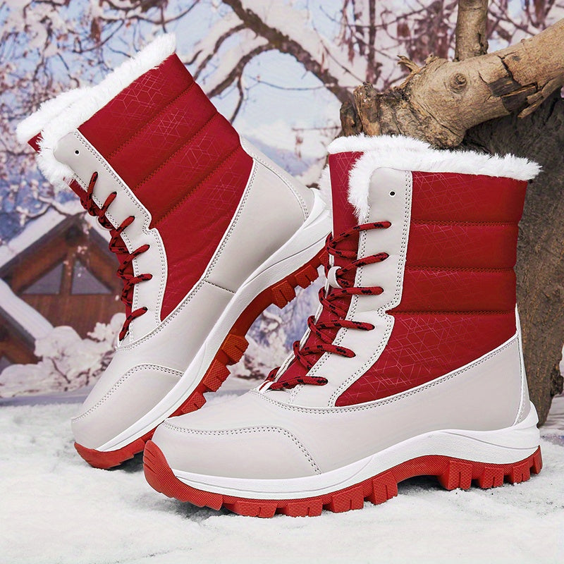 Women's Snow Boots Lace Up Platform Comfortable Walking Shoes