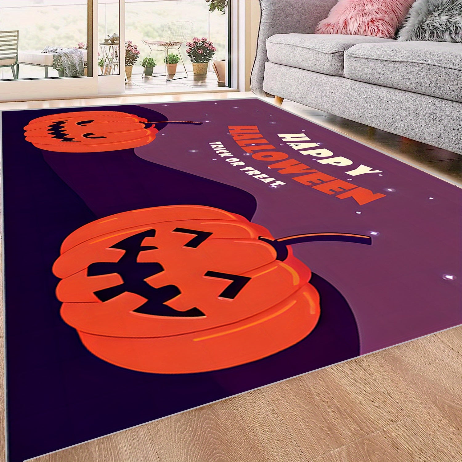 Halloween Purple Floor Carpet Home Decoration Mat Machine Washable