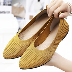 Women's Pointed Toe Knitted Flat Shoes Soft Slip On Comfy Ballet Flats