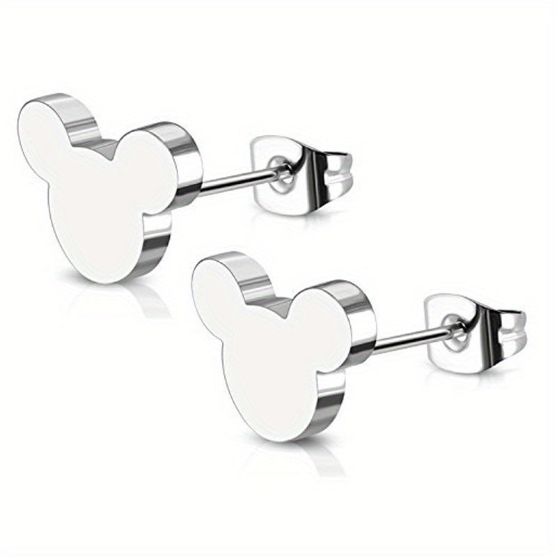 Small Mouse Stud Earrings For Kids Hypoallergenic Stainless Steel